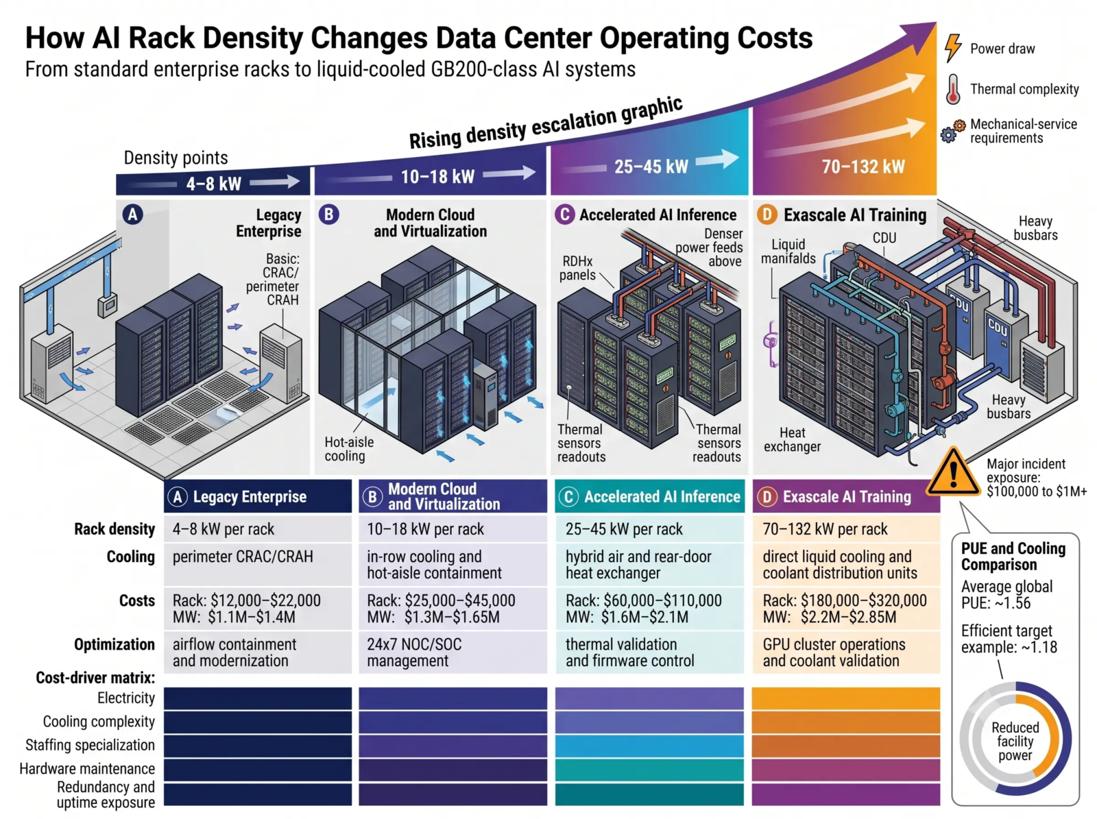 data center cost per rack /kw/square foot